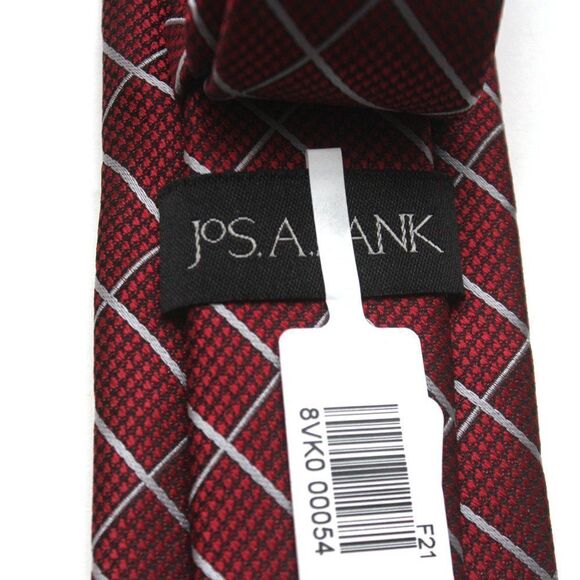 Jos A Bank Tie Red Plaid Necktie Slim Luxury Men NWT 2.5 in - Picture 5 of 7